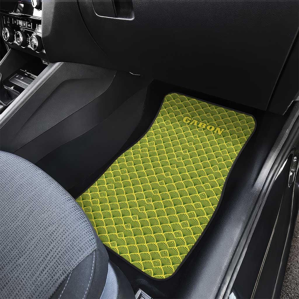 Gabon Tribal Pattern Car Mats - National Flag Colors and Bold Text Design
