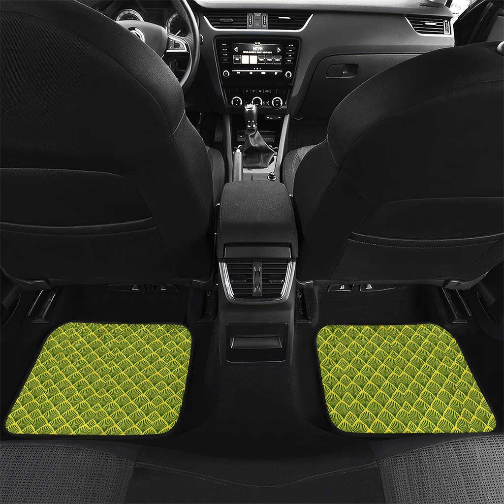 Gabon Tribal Pattern Car Mats - National Flag Colors and Bold Text Design