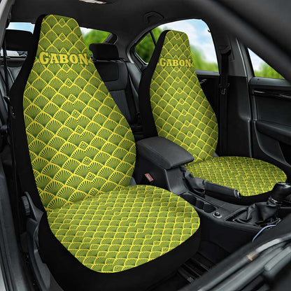 Gabon Tribal Pattern Car Seat Cover - National Flag Colors and Bold Text Design