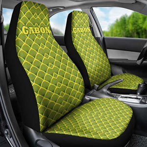 Gabon Tribal Pattern Car Seat Cover - National Flag Colors and Bold Text Design