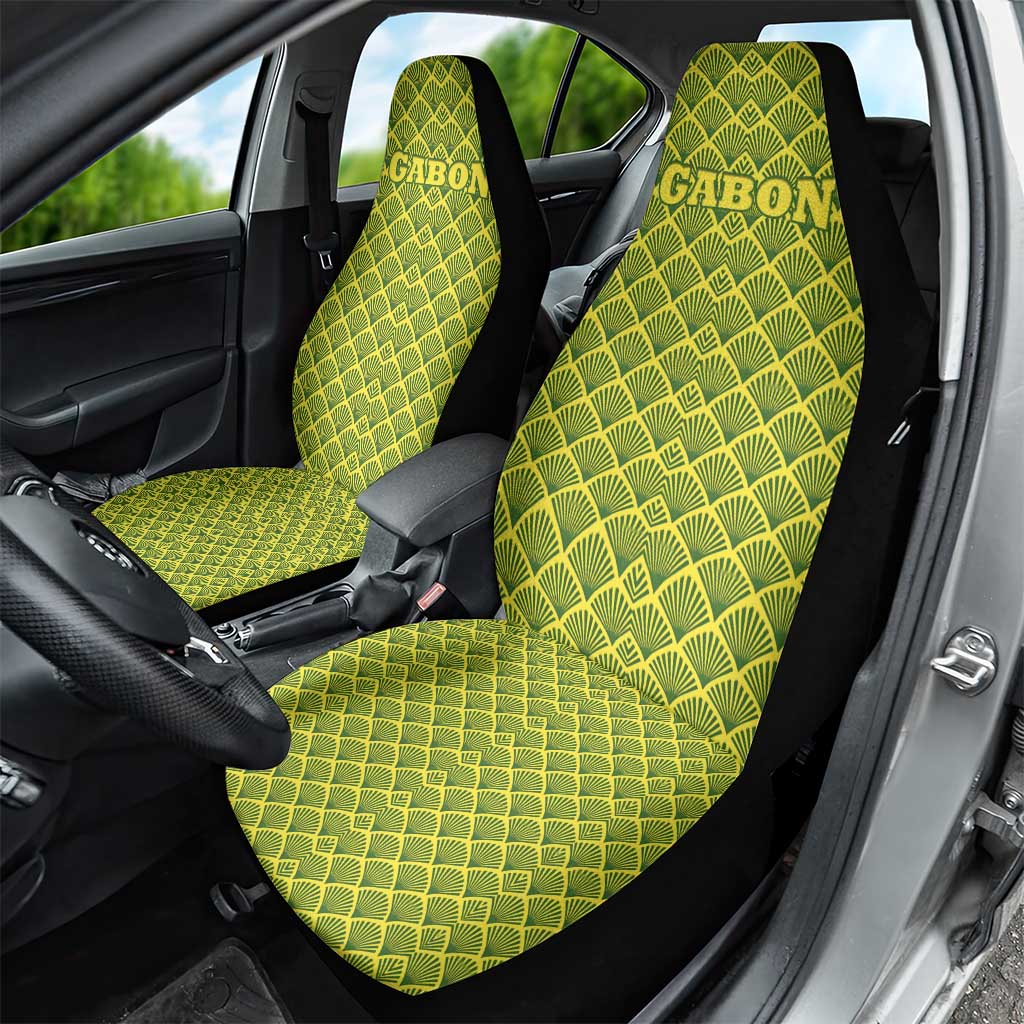 Gabon Tribal Pattern Car Seat Cover - National Flag Colors and Bold Text Design