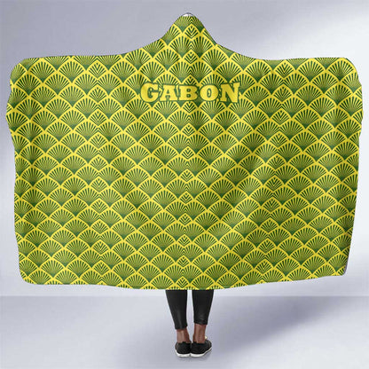 Gabon Tribal Pattern Hooded Blanket - National Flag Colors and Bold Text Design