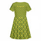 Gabon Tribal Pattern Kid Short Sleeve Dress - National Flag Colors and Bold Text Design