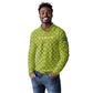 Gabon Tribal Pattern Long Sleeve Polo Shirt - National Flag Colors and Bold Text Design