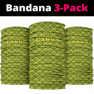 Gabon Tribal Pattern Neck Gaiter - National Flag Colors and Bold Text Design TS04