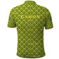 Gabon Tribal Pattern Polo Shirt - National Flag Colors and Bold Text Design