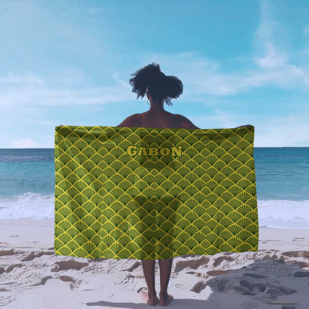 Gabon Tribal Pattern Sarong - National Flag Colors and Bold Text Design