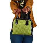 Gabon Tribal Pattern Shoulder Handbag - National Flag Colors and Bold Text Design