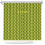 Gabon Tribal Pattern Shower Curtain - National Flag Colors and Bold Text Design
