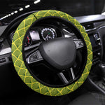 Gabon Tribal Pattern Steering Wheel Cover - National Flag Colors and Bold Text Design
