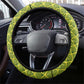 Gabon Tribal Pattern Steering Wheel Cover - National Flag Colors and Bold Text Design
