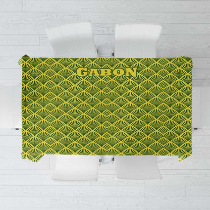 Gabon Tribal Pattern Tablecloth - National Flag Colors and Bold Text Design
