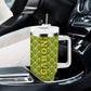 Gabon Tribal Pattern Tumbler With Handle - National Flag Colors and Bold Text Design