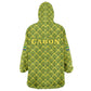 Gabon Tribal Pattern Wearable Blanket Hoodie - National Flag Colors and Bold Text Design