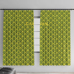 Gabon Tribal Pattern Window Curtain - National Flag Colors and Bold Text Design