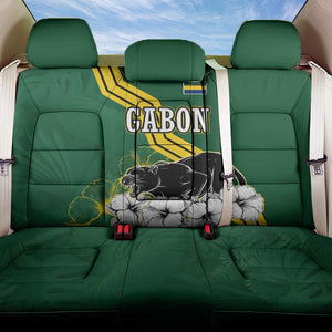 Gabon Back Car Seat Cover - Black Panther Graphic and Hibiscus Flower Design in National Colors