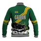 Gabon Baseball Jacket - Black Panther Graphic and Hibiscus Flower Design in National Colors