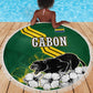Gabon Beach Blanket - Black Panther Graphic and Hibiscus Flower Design in National Colors
