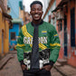 Gabon Bomber Jacket - Black Panther Graphic and Hibiscus Flower Design in National Colors