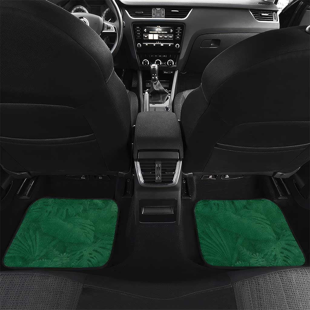 Gabon Car Mats - Black Panther Graphic and Hibiscus Flower Design in National Colors