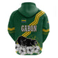 Gabon Hoodie - Black Panther Graphic and Hibiscus Flower Design in National Colors