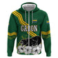 Gabon Hoodie - Black Panther Graphic and Hibiscus Flower Design in National Colors