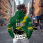 Gabon Hoodie - Black Panther Graphic and Hibiscus Flower Design in National Colors