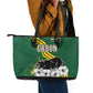 Gabon Leather Tote Bag - Black Panther Graphic and Hibiscus Flower Design in National Colors