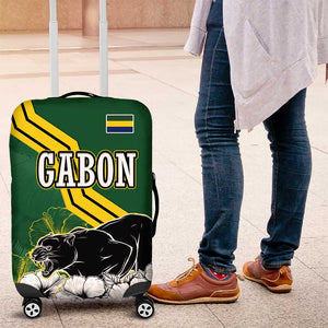 Gabon Luggage Cover - Black Panther Graphic and Hibiscus Flower Design in National Colors
