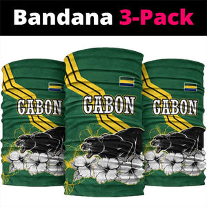 Gabon Neck Gaiter - Black Panther Graphic and Hibiscus Flower Design in National Colors TS04