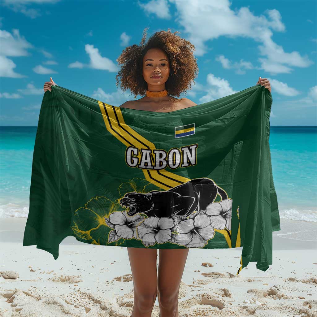 Gabon Sarong - Black Panther Graphic and Hibiscus Flower Design in National Colors