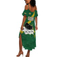 Gabon Summer Maxi Dress - Black Panther Graphic and Hibiscus Flower Design in National Colors