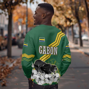Gabon Sweatshirt - Black Panther Graphic and Hibiscus Flower Design in National Colors