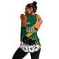 Gabon Women Racerback Tank - Black Panther Graphic and Hibiscus Flower Design in National Colors