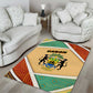 Gabon Area Rug - National Coat of Arms and Tribal Pattern Map Design in Bold Colors