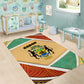 Gabon Area Rug - National Coat of Arms and Tribal Pattern Map Design in Bold Colors