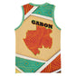 Gabon Basketball Jersey - National Coat of Arms and Tribal Pattern Map Design in Bold Colors TS04