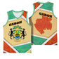 Gabon Basketball Jersey - National Coat of Arms and Tribal Pattern Map Design in Bold Colors TS04