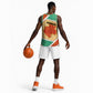 Gabon Basketball Jersey - National Coat of Arms and Tribal Pattern Map Design in Bold Colors TS04