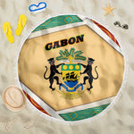 Gabon Beach Blanket - National Coat of Arms and Tribal Pattern Map Design in Bold Colors