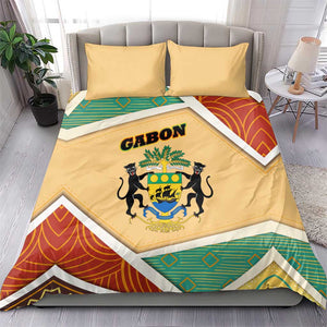 Gabon Bedding Set - National Coat of Arms and Tribal Pattern Map Design in Bold Colors