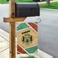 Gabon Garden Flag - National Coat of Arms and Tribal Pattern Map Design in Bold Colors