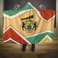 Gabon Hooded Blanket - National Coat of Arms and Tribal Pattern Map Design in Bold Colors