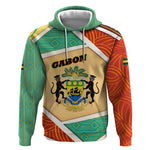 Gabon Hoodie - National Coat of Arms and Tribal Pattern Map Design in Bold Colors