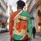 Gabon Long Sleeve Button Shirt - National Coat of Arms and Tribal Pattern Map Design in Bold Colors