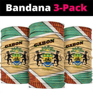 Gabon Neck Gaiter - National Coat of Arms and Tribal Pattern Map Design in Bold Colors TS04