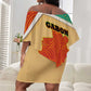 Gabon Off Shoulder Short Dress - National Coat of Arms and Tribal Pattern Map Design in Bold Colors