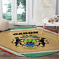 Gabon Round Carpet - National Coat of Arms and Tribal Pattern Map Design in Bold Colors