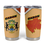 Gabon Tumbler Cup - National Coat of Arms and Tribal Pattern Map Design in Bold Colors