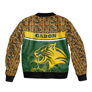Gabon Bomber Jacket - Tribal Print and Fierce Panther Graphic in National Flag Colors